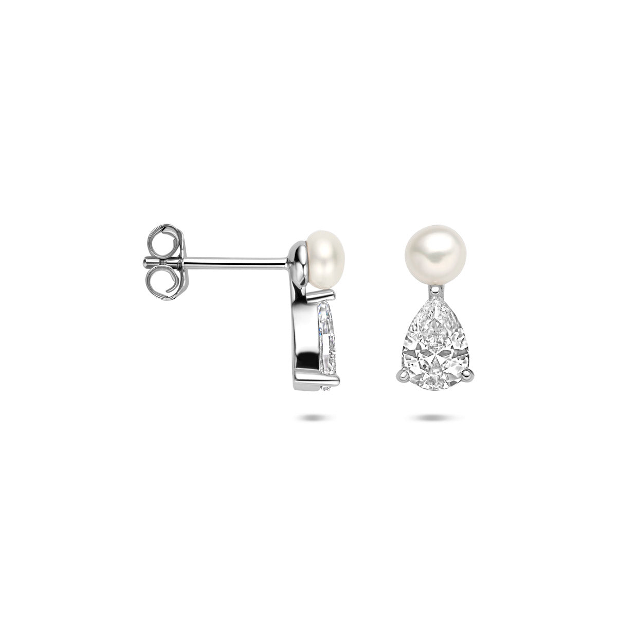 Ohrstecker Perle Zirkonia 12 mm Silber rhodiniert