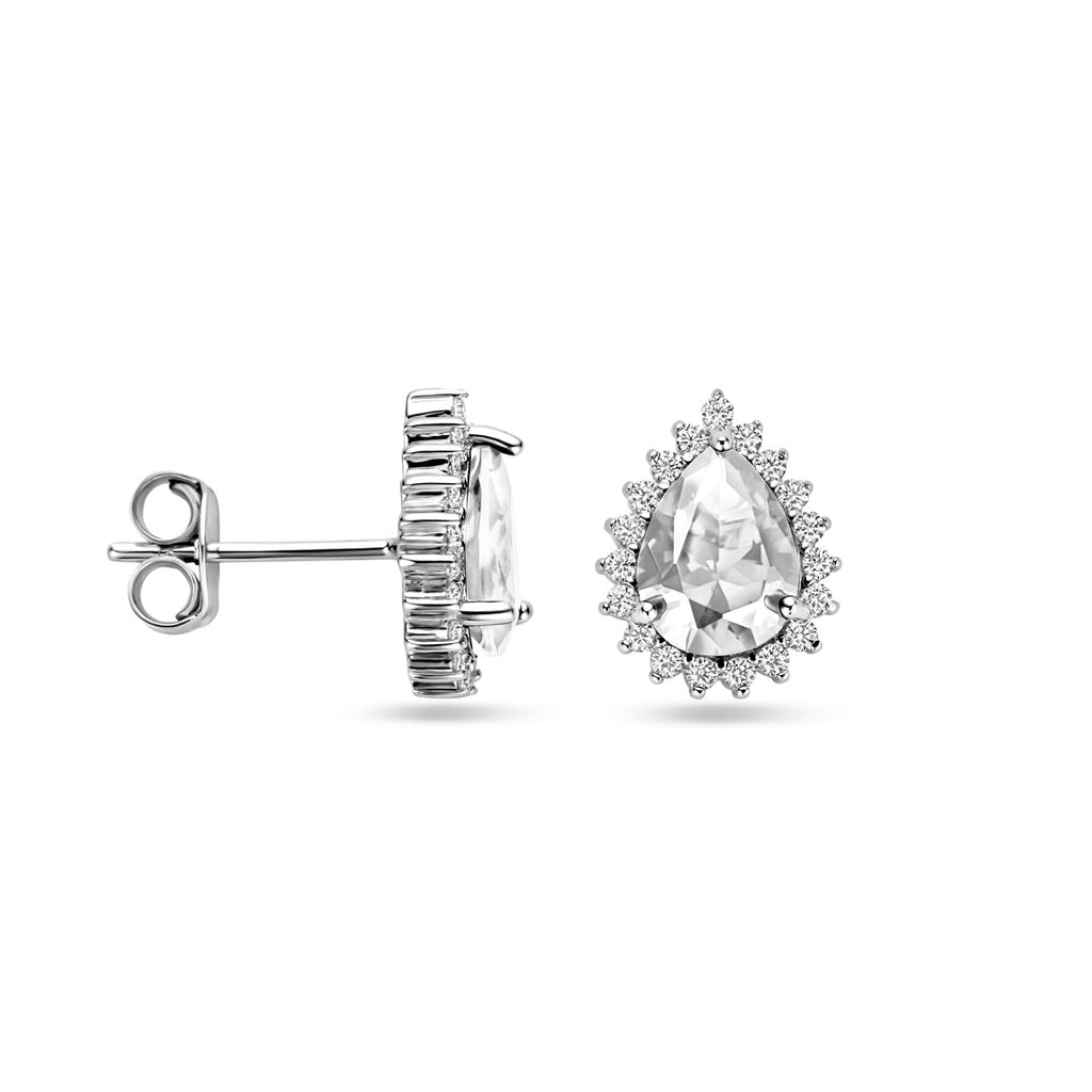 Ohrstecker Zirkonia Halo 11,5 mm Silber rhodiniert