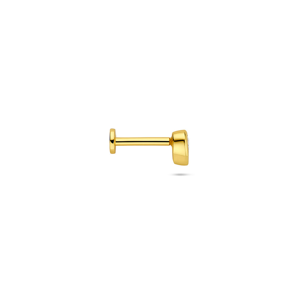 flat back piercing hartje zirkonia 4,5 mm 1 micron zilver verguld (geel)