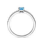 Ring aus weißem und blauem Zirkonia, Silber rhodiniert