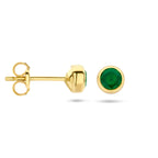 Ohrstecker grün Achat 4,5 mm 14K Gelbgold