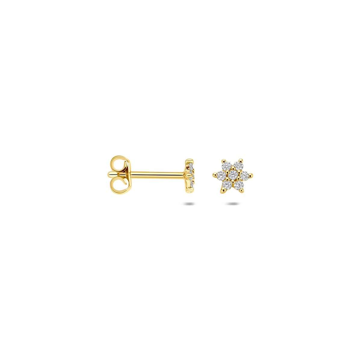 9k oorknoppen zirkonia 4,5 mm 9K geel