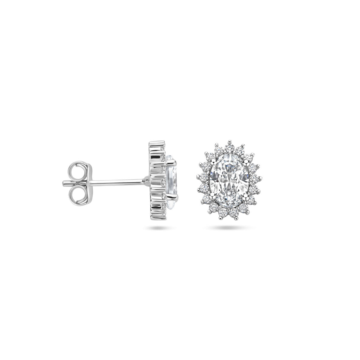 oorknoppen zirkonia 10,5 mm zilver gerhodineerd