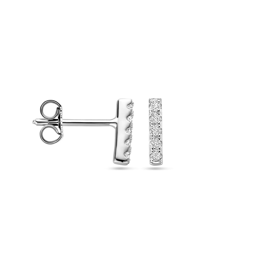oorknoppen balkje zirkonia 8 mm zilver gerhodineerd