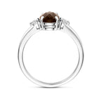 Ring Rauchquarz und Zirkonia rhodiniert Silber