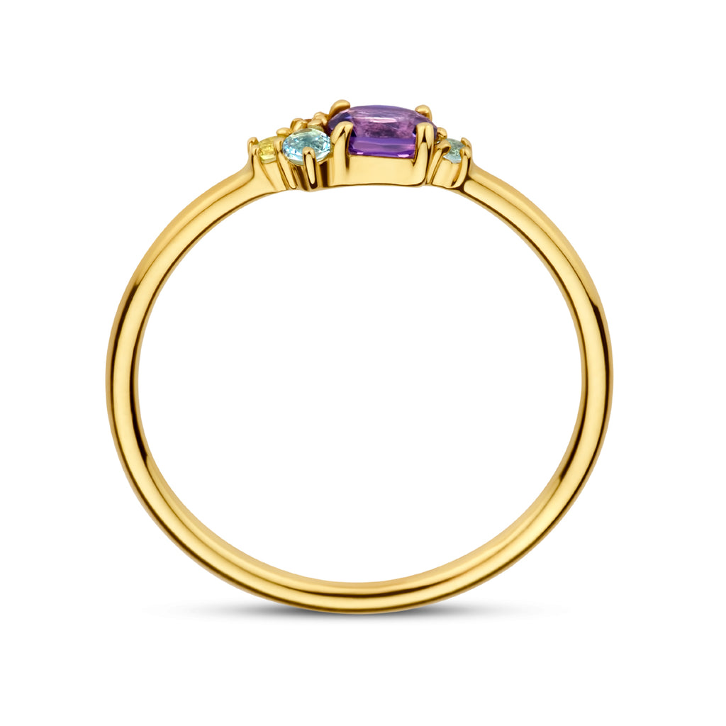 ring natuurlijke kleurstenen 0.16ct 14K geelgoud