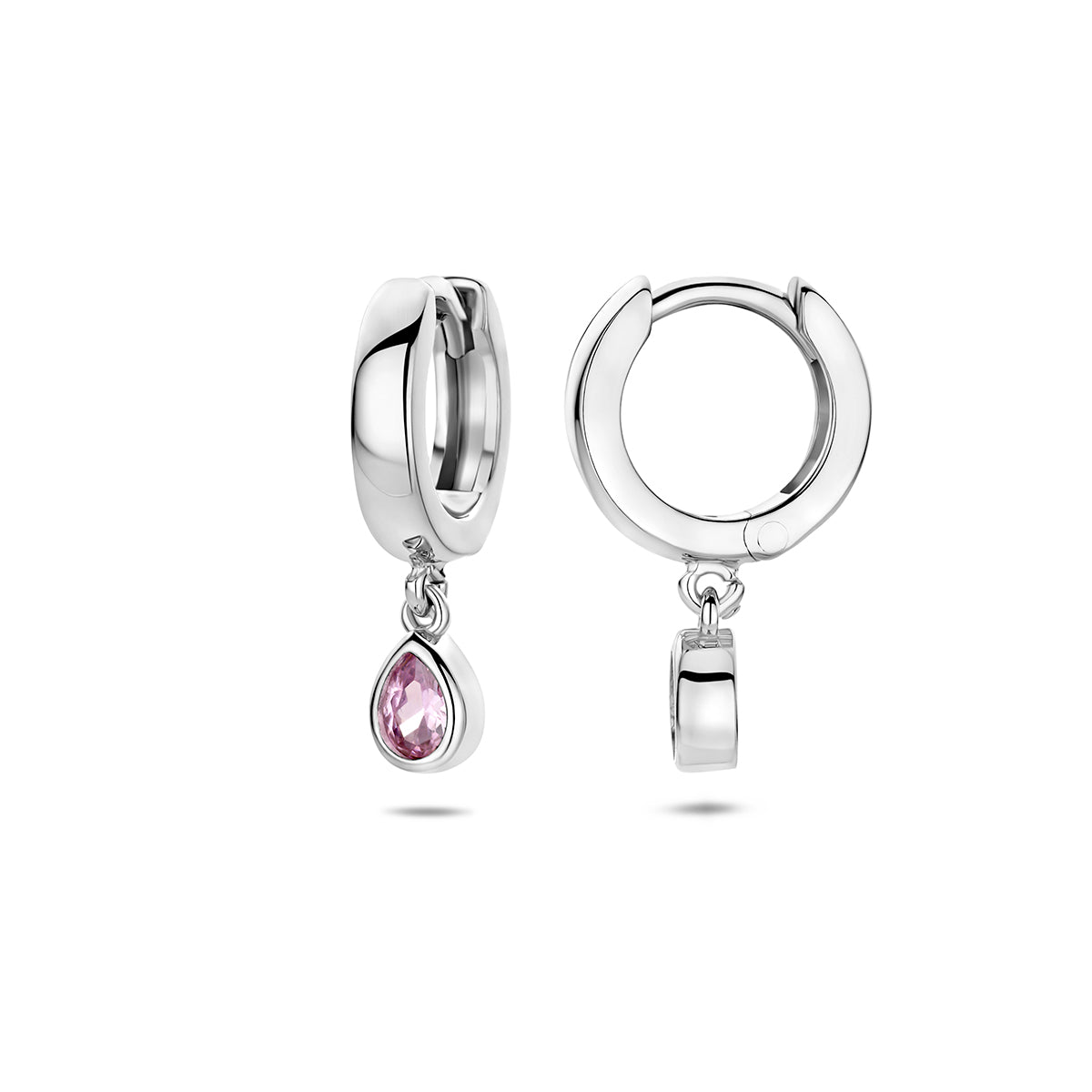 klapoorringen zirkonia 18 mm zilver gerhodineerd - druppel/komma/pegel