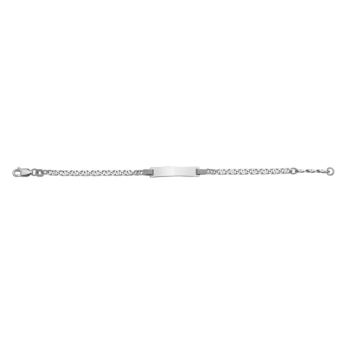 Gravurarmband Falkenauge Platte 5,0 mm 14 - 16 cm Silber rhodiniert