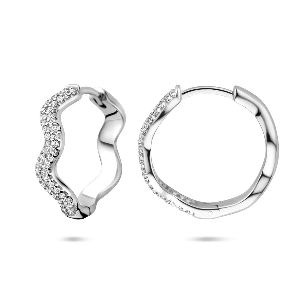 Klappcreolen Zirkonia 20 mm Silber rhodiniert