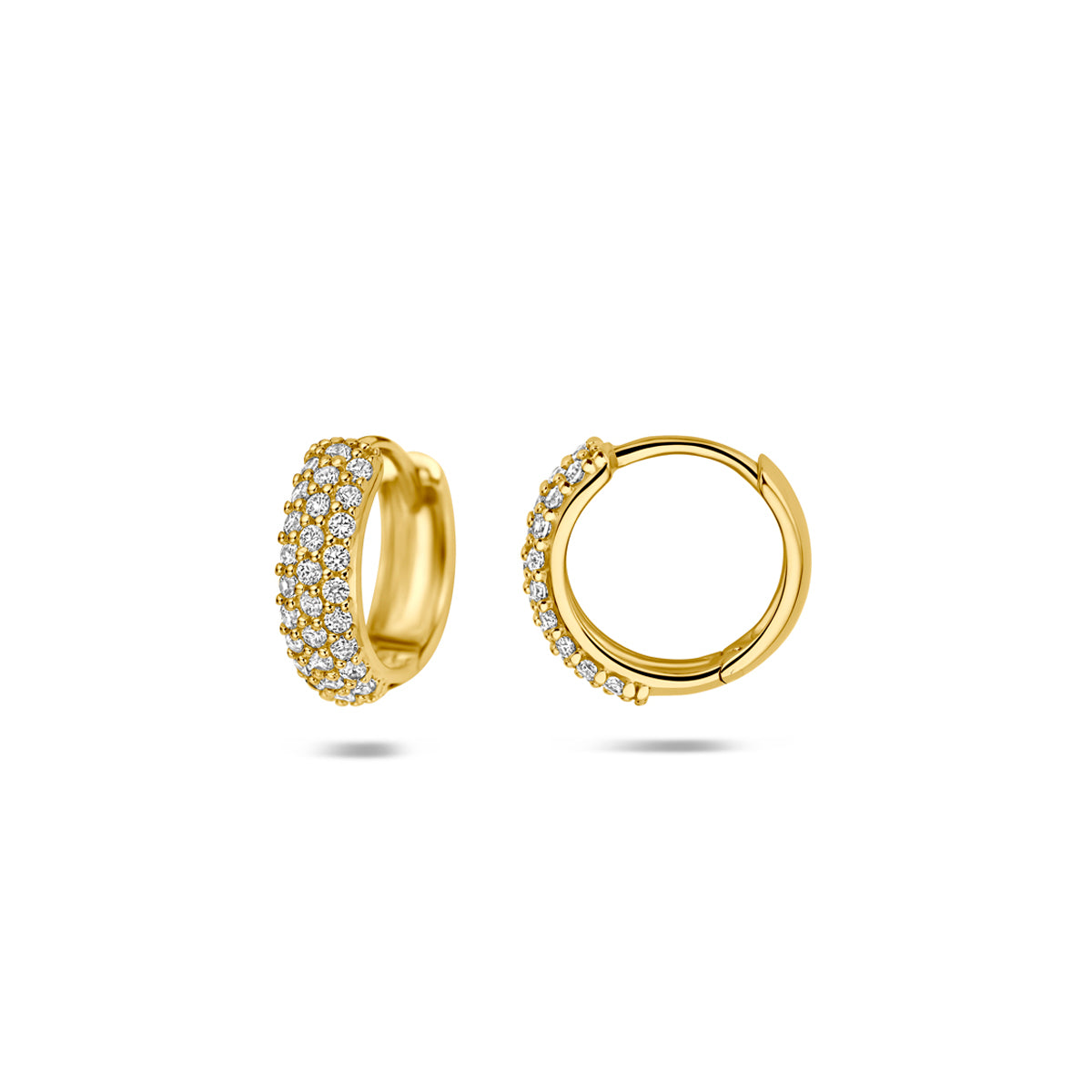 klapoorringen zirkonia 11,5 mm 14K geelgoud - rond