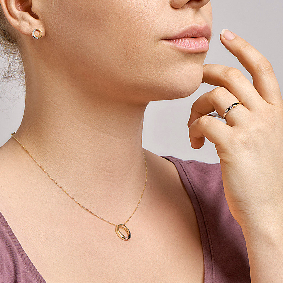 ring zirkonia 14K bicolor goud geel/wit