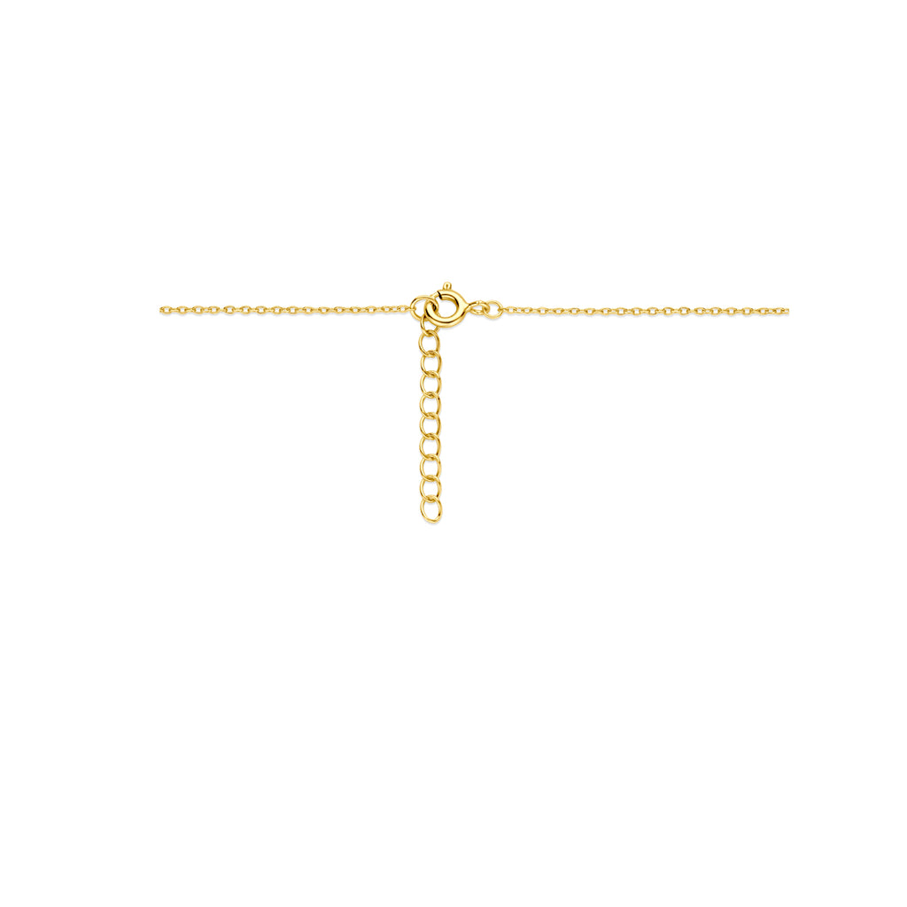 collier hartje zirkonia en onyx medaillon 42 + 3 cm 3 micron zilver verguld (geel)