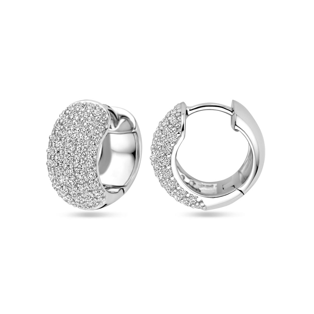 klapoorringen zirkonia 16 mm zilver gerhodineerd