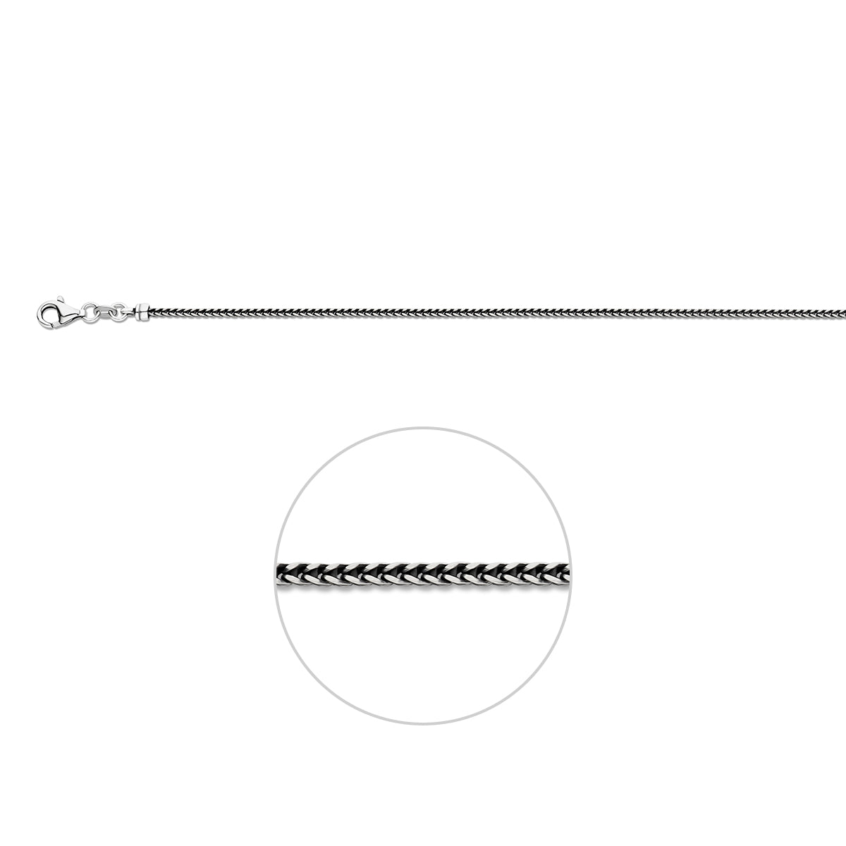 Halskette Oxi Fuchsschwanz 1,6 mm Silber oxidiert