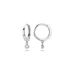 klapoorringen zirkonia 16 mm zilver gerhodineerd
