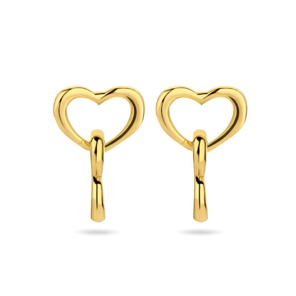 oorhangers hartjes 13 mm 1 micron zilver verguld (geel)