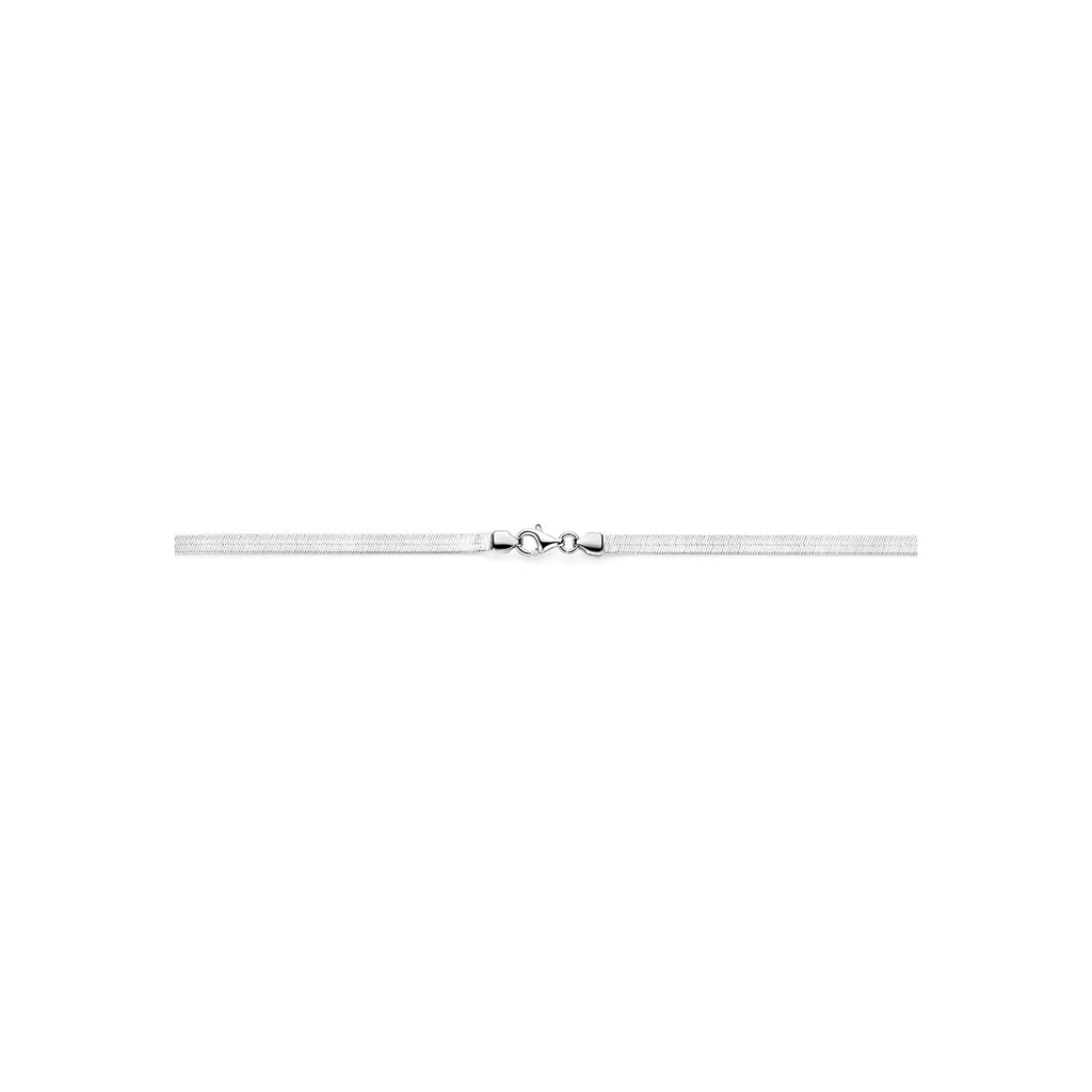 collier slang plat 3,6 mm 45 cm zilver gerhodineerd