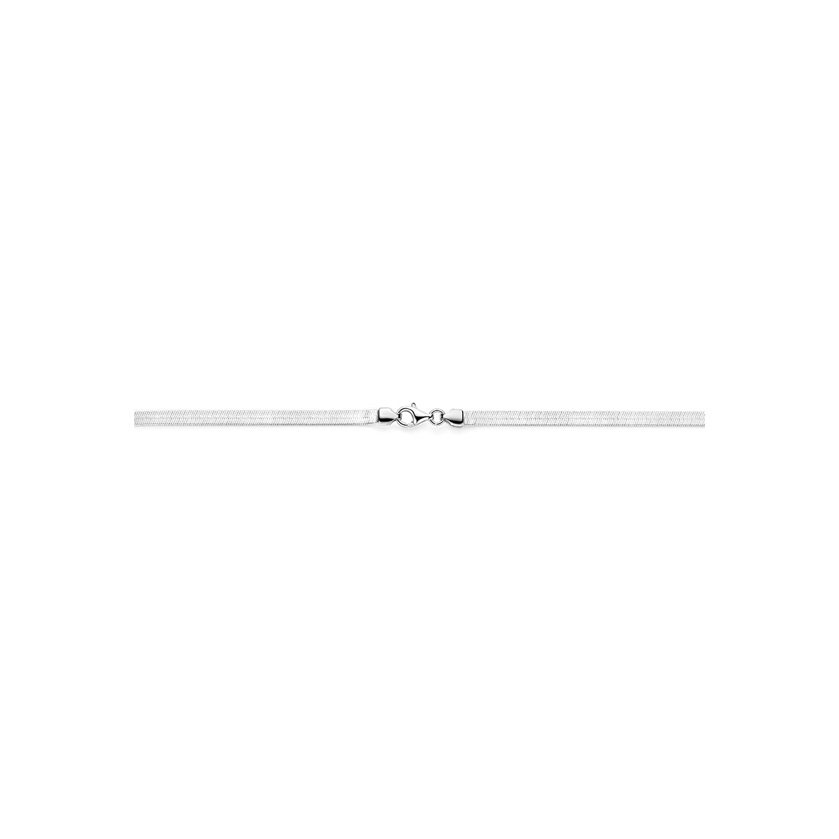 collier slang plat 3,6 mm 45 cm zilver gerhodineerd
