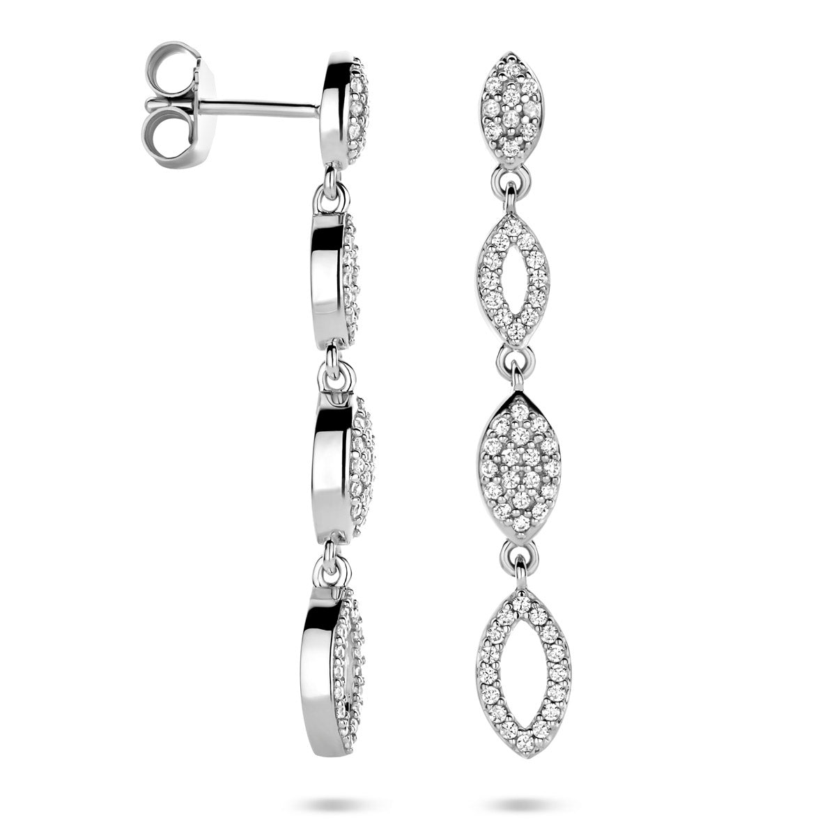 Ohrhänger Zirkonia 39 mm Silber rhodiniert