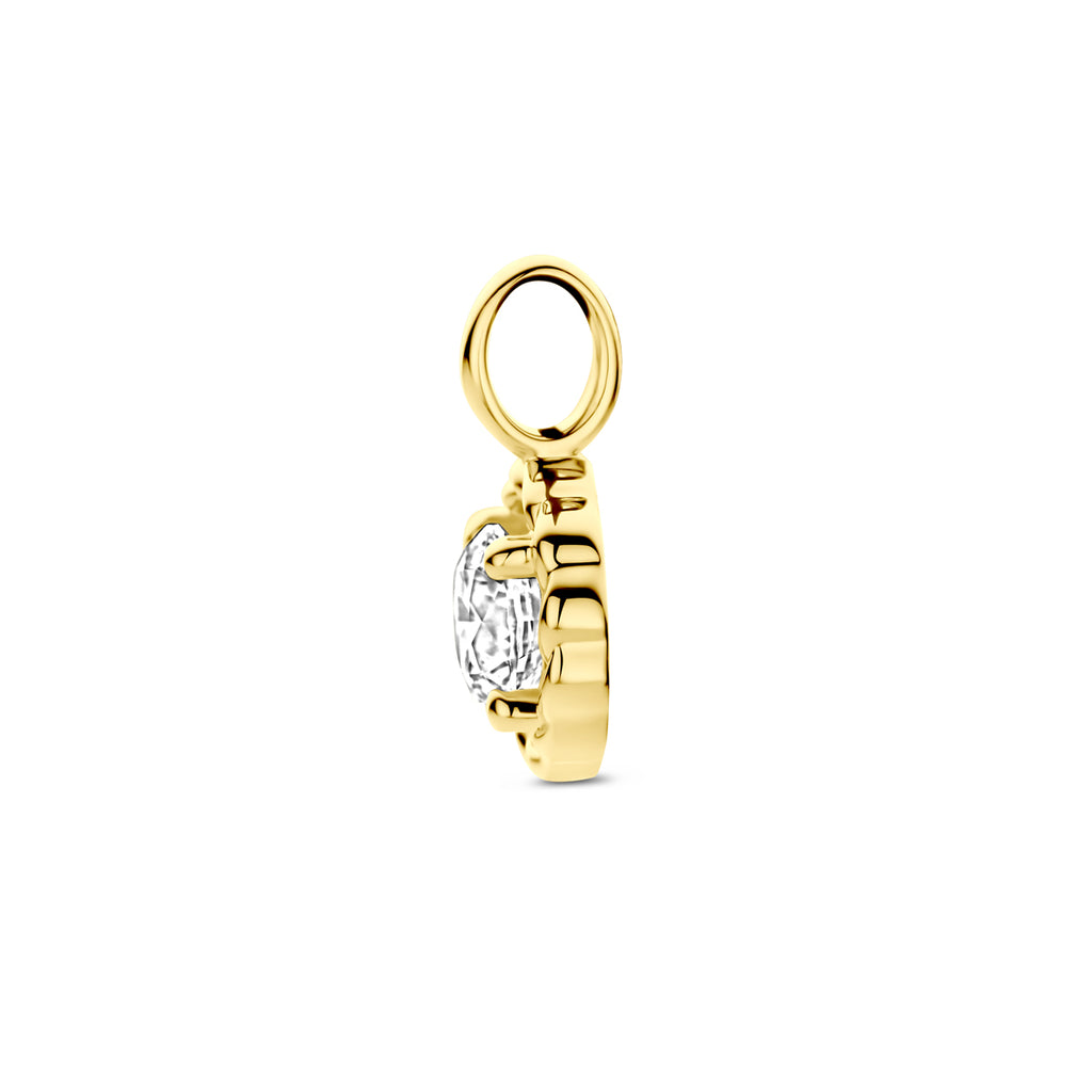 Anhänger Zirkonia 12 mm 14K Gelbgold