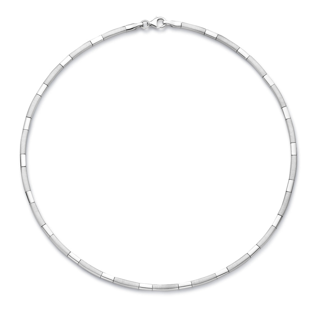 Halskette, Halsreif, 3,3 mm, 43 cm, Poly/Mattsilber, rhodiniert