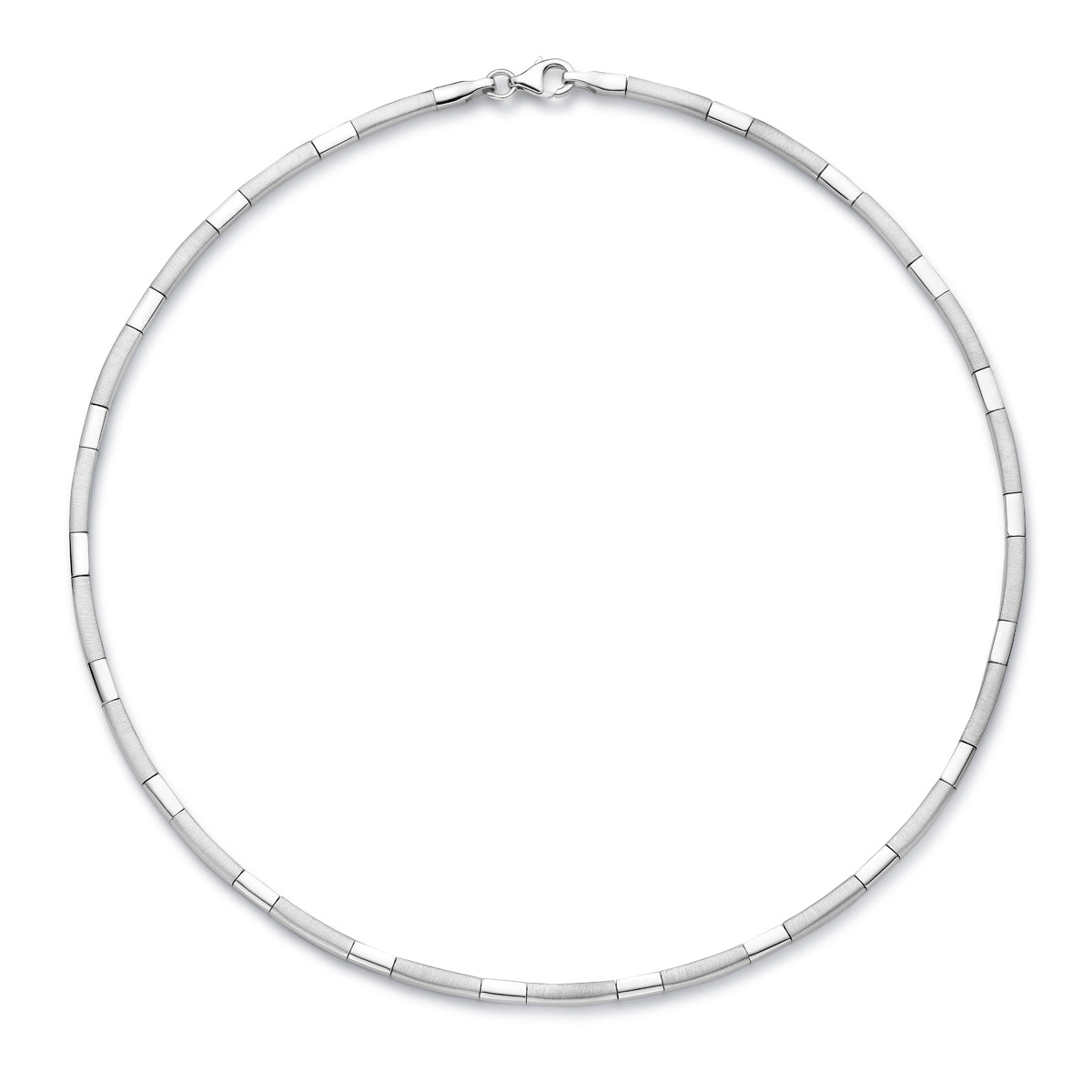 Halskette, Halsreif, 3,3 mm, 43 cm, Poly/Mattsilber, rhodiniert