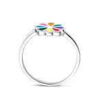 ring bloem zilver gerhodineerd