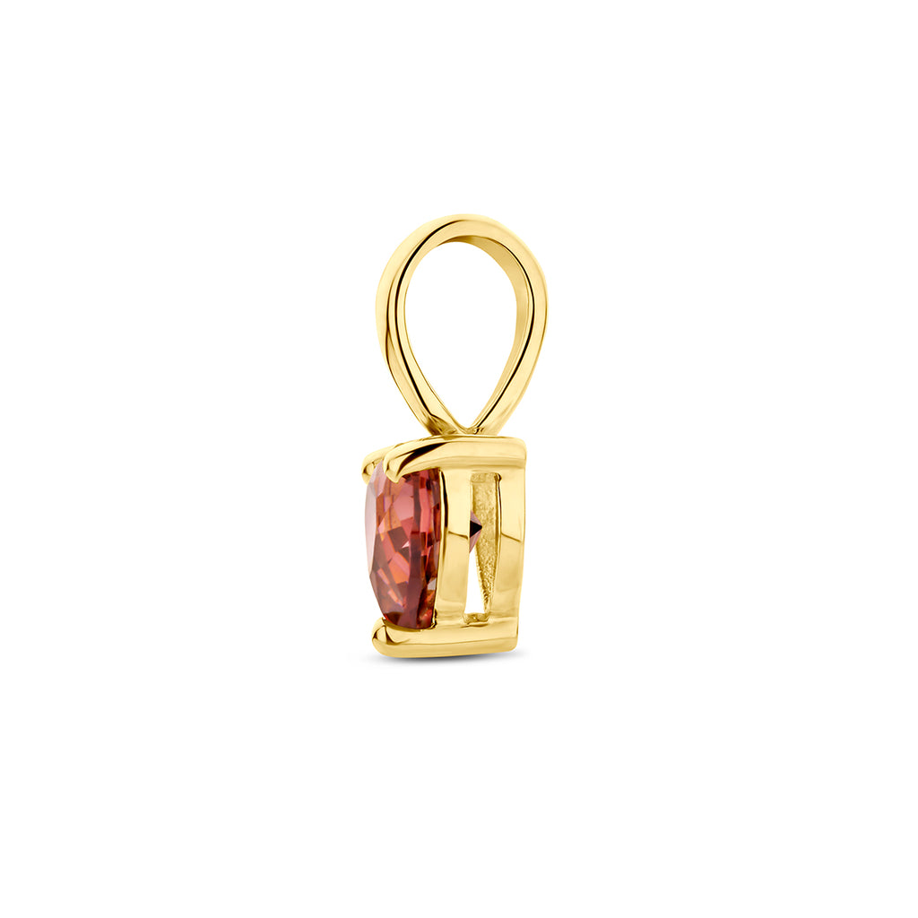 hanger hart met synth. geboortesteen 14K geelgoud