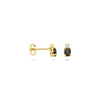 oorknoppen saffier en zirkonia 6 mm 14K geelgoud