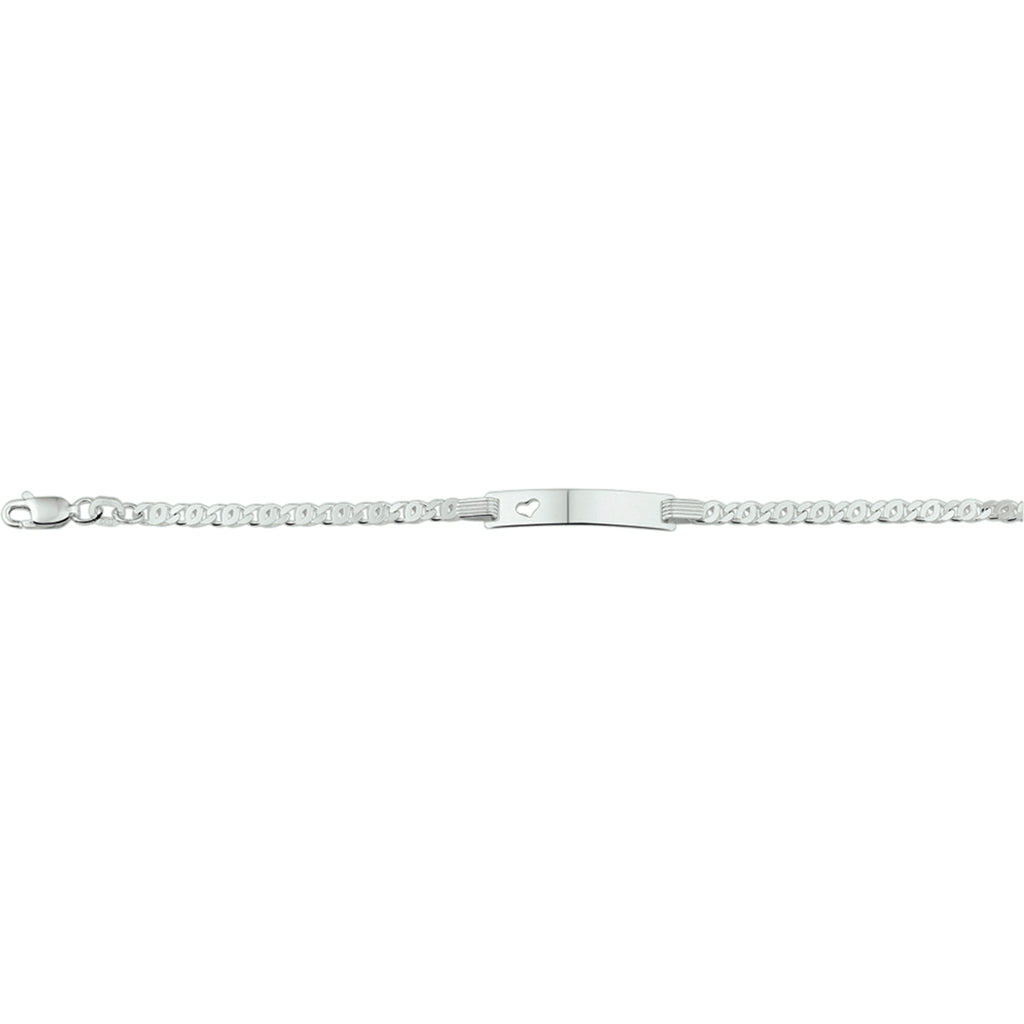 graveerarmband valkenoog plaat met hartje 5,0 mm 16 - 18 cm zilver wit