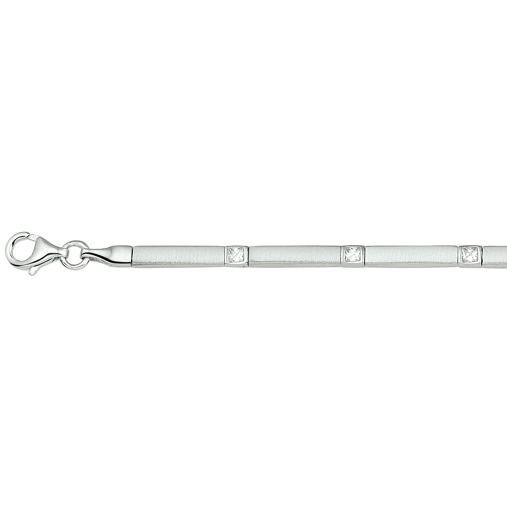 Halskette Poly/Zirkonia matt 3,3 mm 43 cm Silber rhodiniert