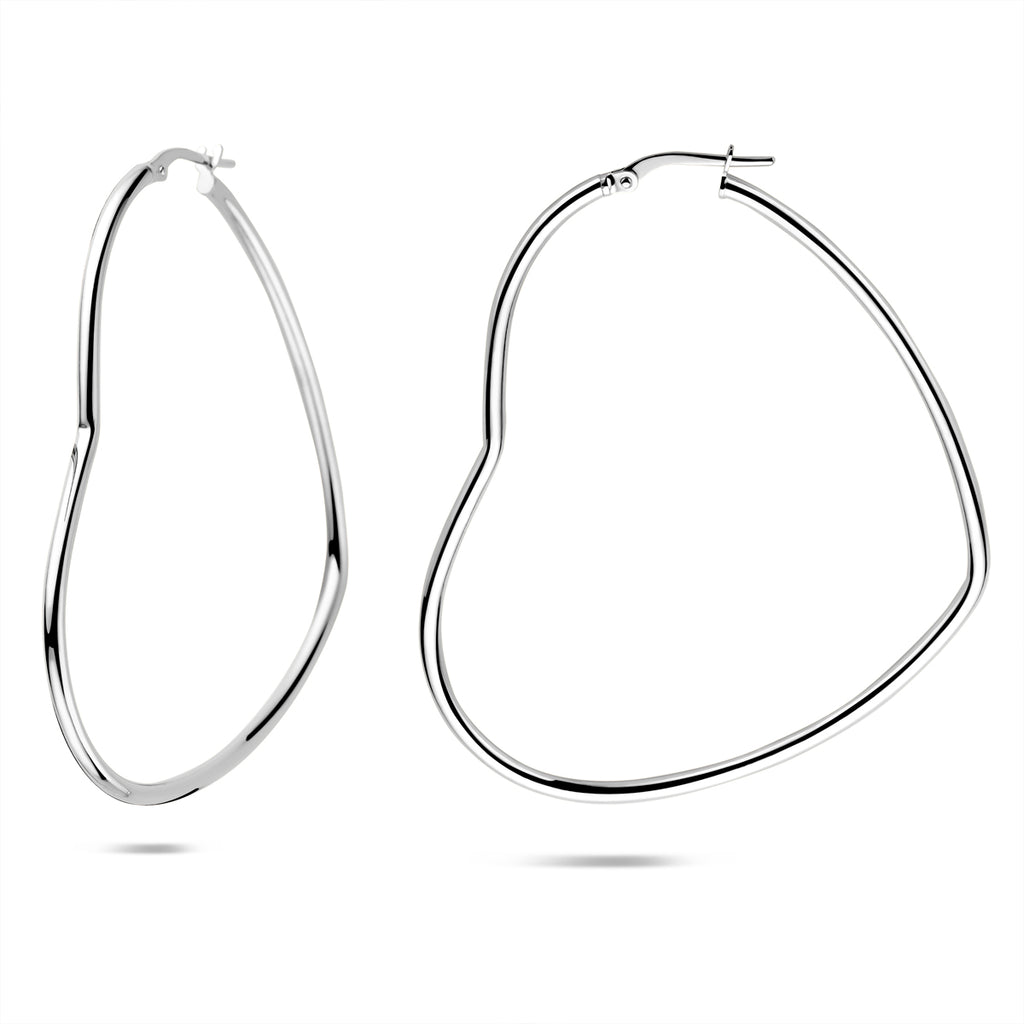 oorringen hartje 56 mm zilver gerhodineerd