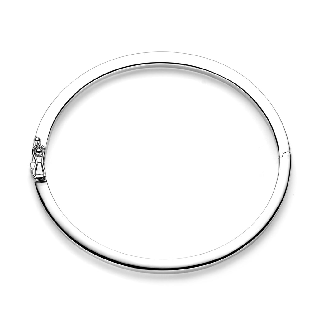 Armreif Flachscharnier massiv 4,0 mm Silber rhodiniert
