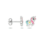 Ohrstecker Emaille Einhorn rhodiniert