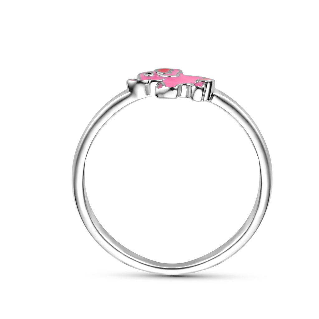 ring olifant emaille zilver gerhodineerd
