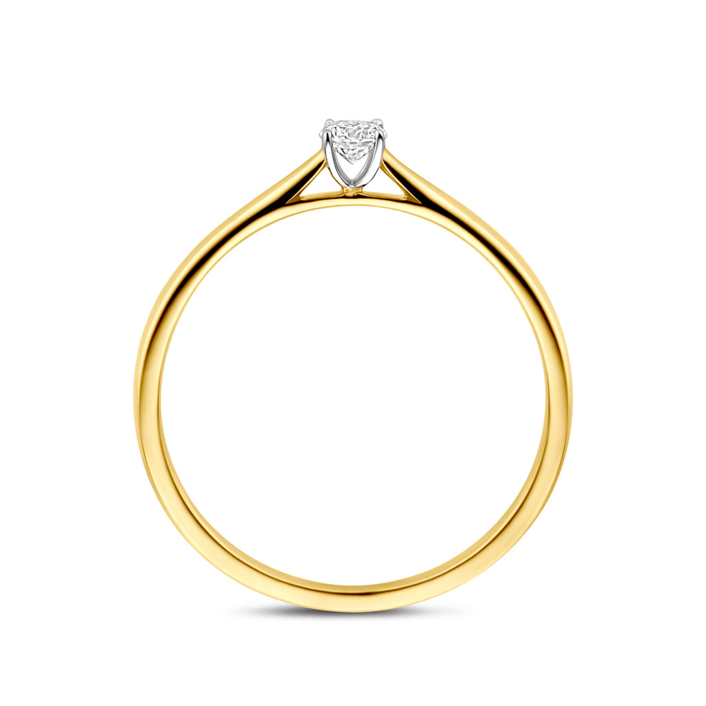 ring lab grown diamant 0.10ct h si 14K bicolor goud geel/wit