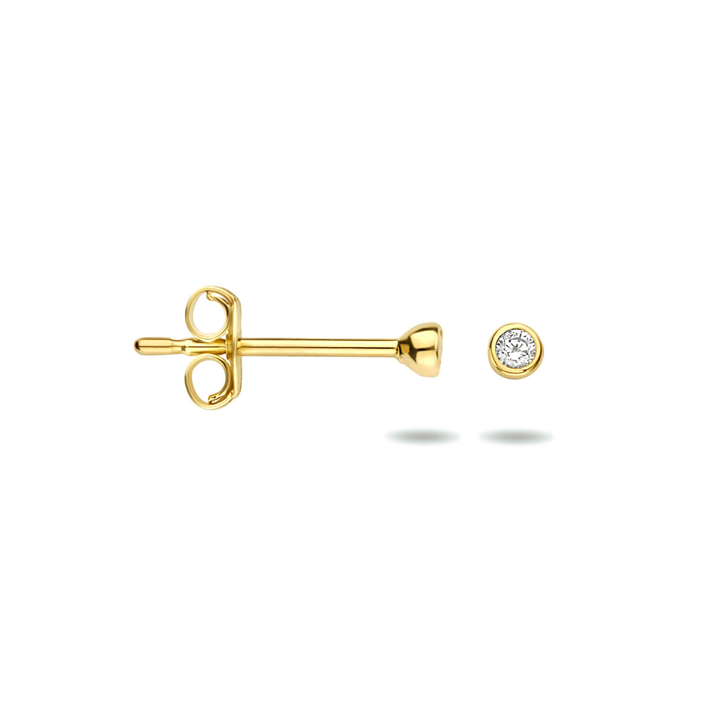 oorknoppen zirkonia 14K geelgoud