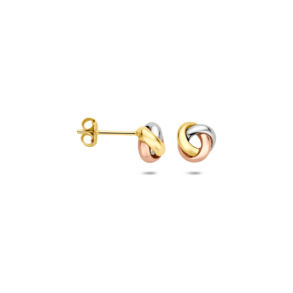 9k oorknoppen knoop 6 mm 9K tricolor