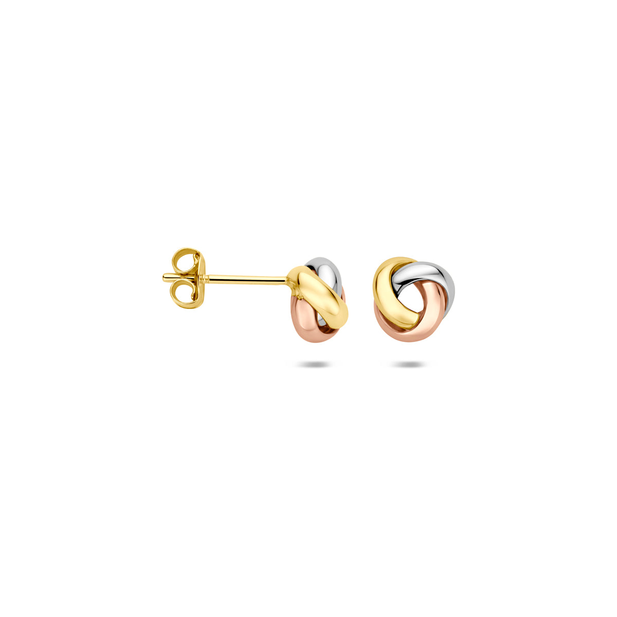 9k oorknoppen knoop 6 mm 9K tricolor