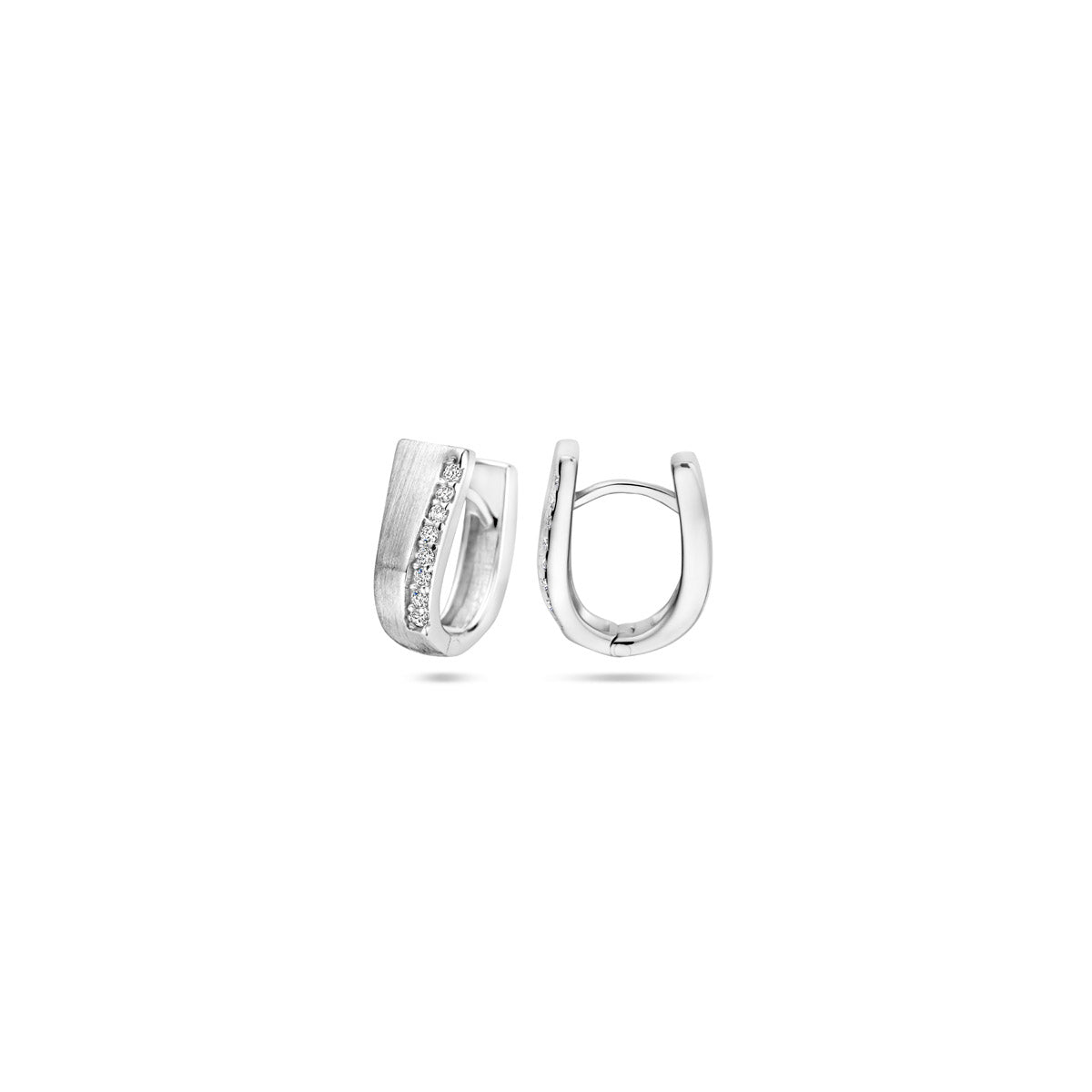 klapoorringen zirkonia 14 mm poli/mat zilver gerhodineerd