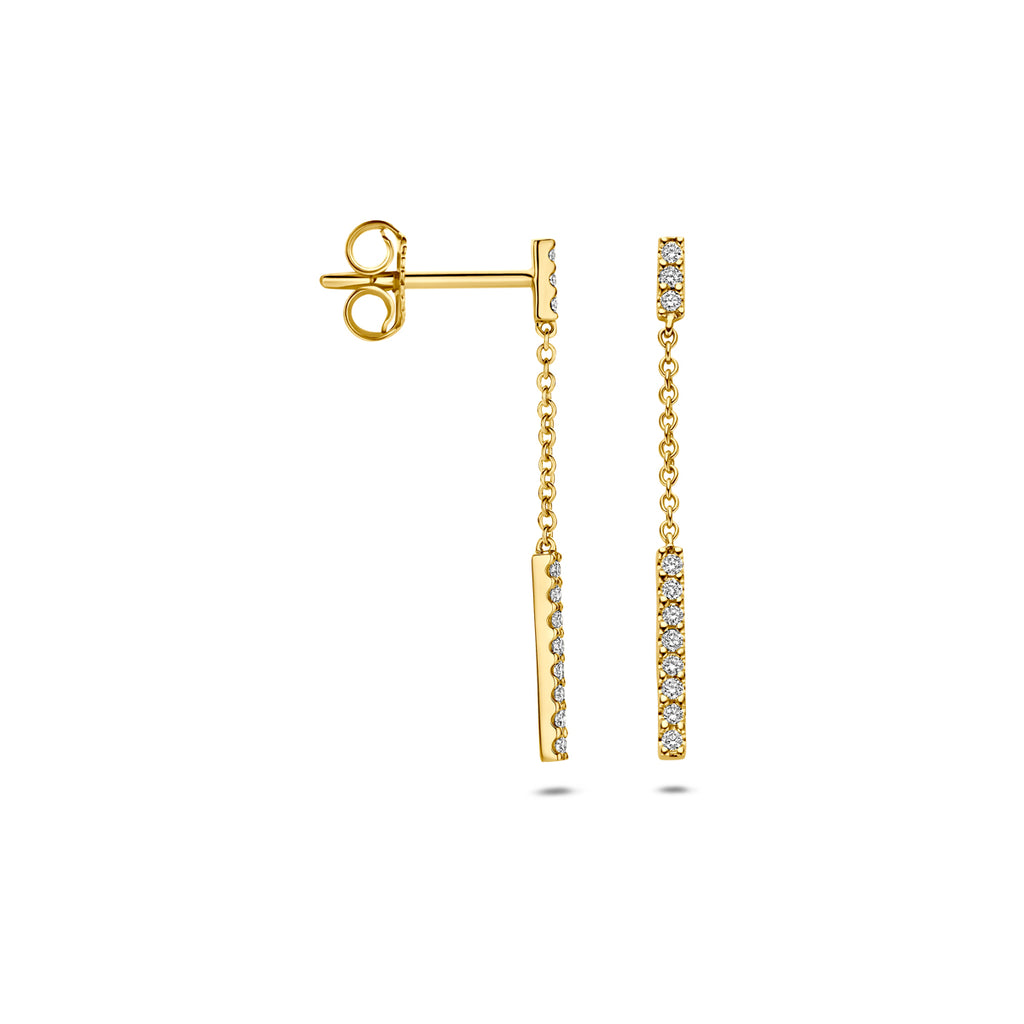 oorhangers diamant 0.11ct (2x 0.055ct) h si 26 mm 14K geelgoud