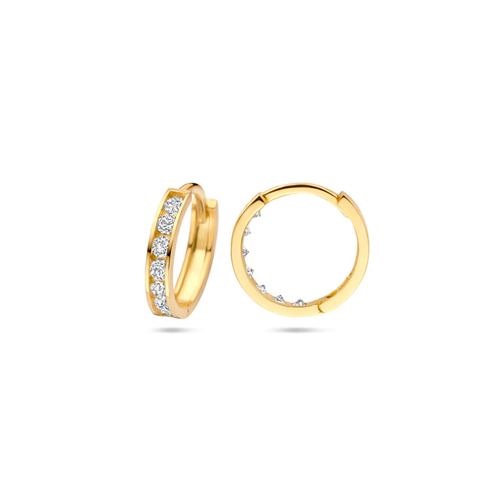 9 Karat Creolen Zirkonia 12,5 mm 9K Gelb