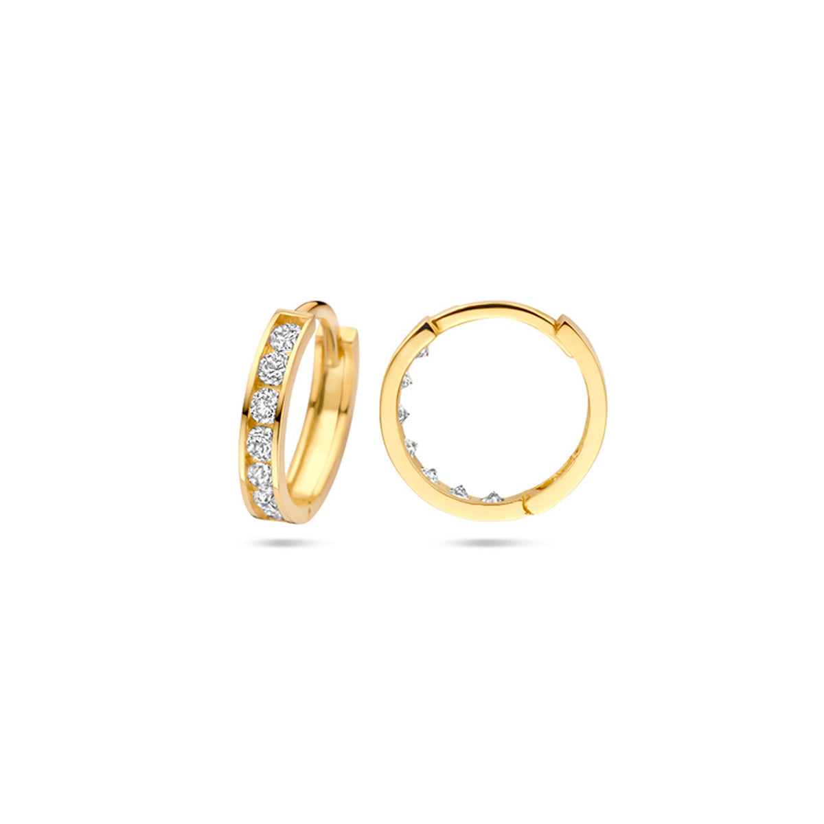 9 Karat Creolen Zirkonia 12,5 mm 9K Gelb