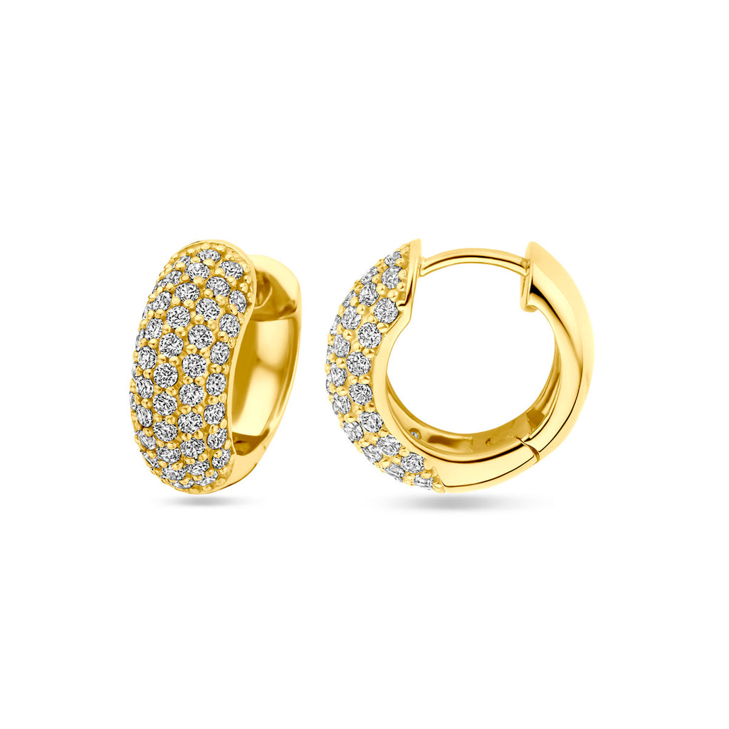 klapoorringen zirkonia 16 mm 1 micron zilver verguld (geel)