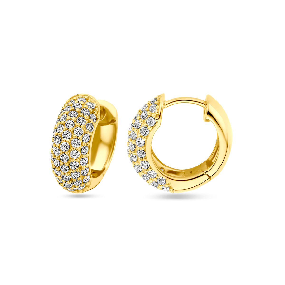 klapoorringen zirkonia 16 mm 1 micron zilver verguld (geel)