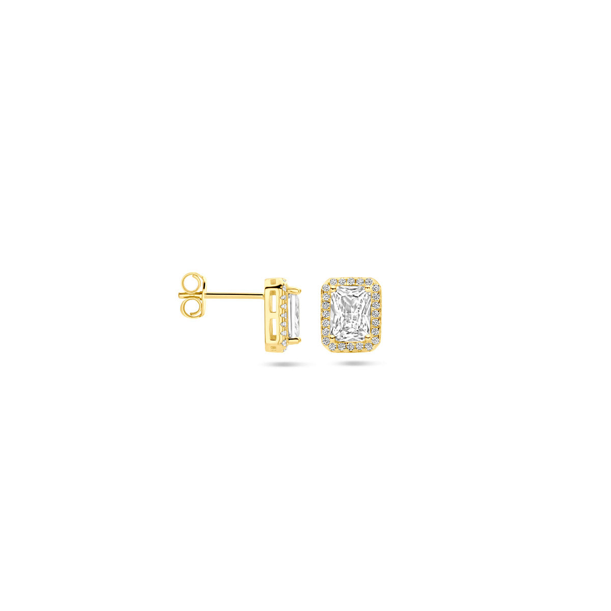 Ohrstecker Zirkonia-Halo 9,5 mm 1 Mikron vergoldet (gelb)