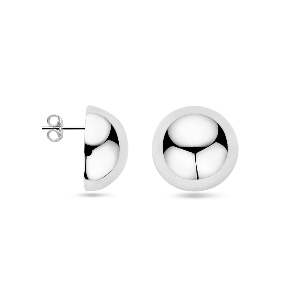 Halbkugel-Ohrstecker 20 mm rhodiniert