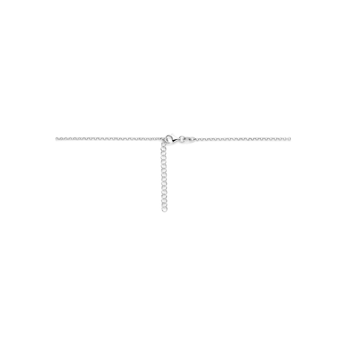 collier bloem en hartje  emaille 36 + 4 cm zilver gerhodineerd