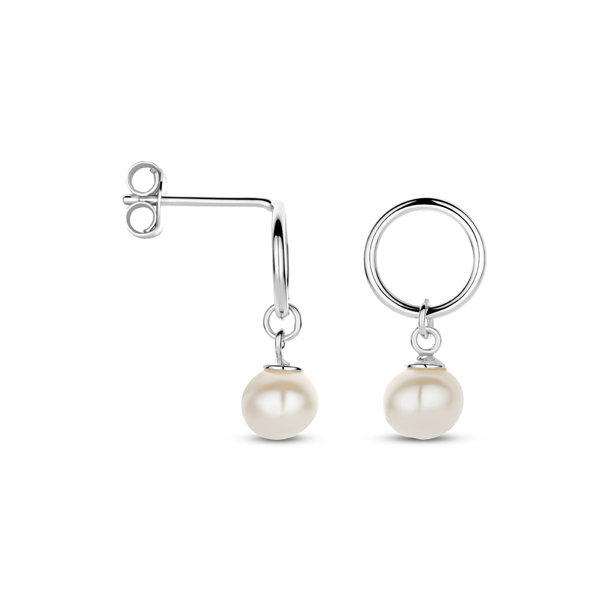 Ohrhänger Perle 17 mm rhodiniert Silber