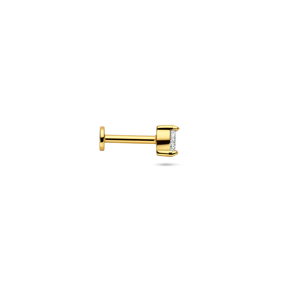 flat back piercing ovaal zirkonia 4 mm 1 micron zilver verguld (geel)
